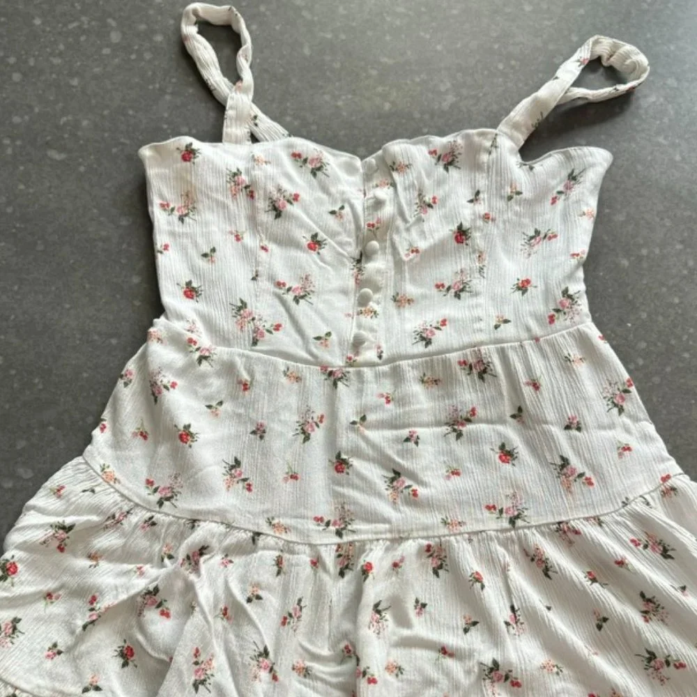 Forever 21 White Floral Tiered Sundress – Sleeveless Cottagecore - Picture 3 of 11